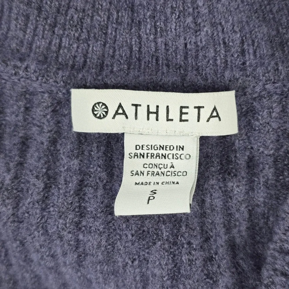 Athleta Purple Ribbed V-Neck Cardigan‎ Button Front Knit Women Small Merino Wool